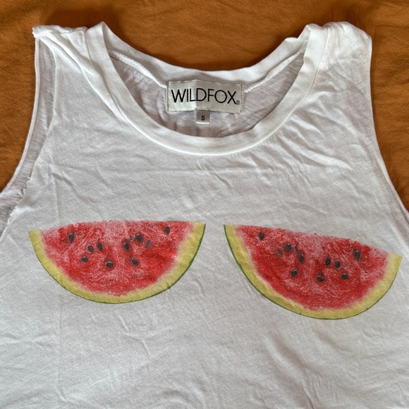 Wildfox White Cropped Tank with Watermelon Print - Picture 2 of 3